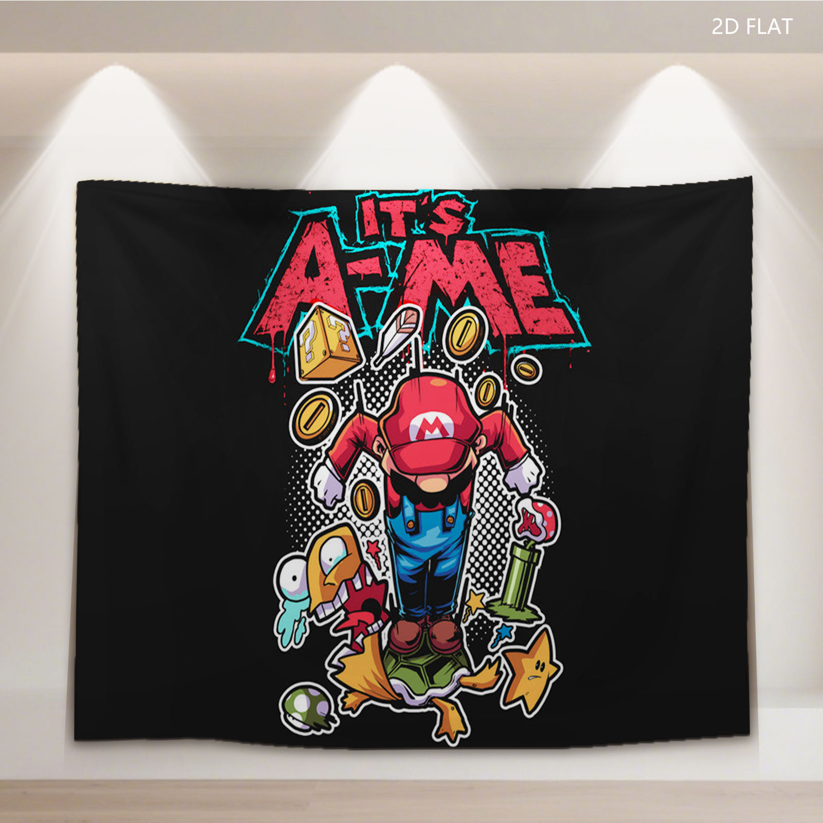 Mario, Coins, Star, Goomba, Koopa, and Power-Up Elements in 