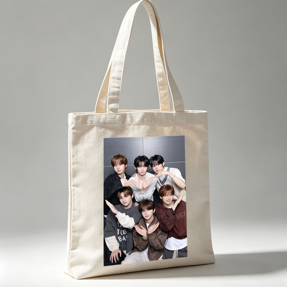 NCT Dream Group Photo - Six Members Posing Together with Hand Gestures in Casual Outfits - Canvas tote bags