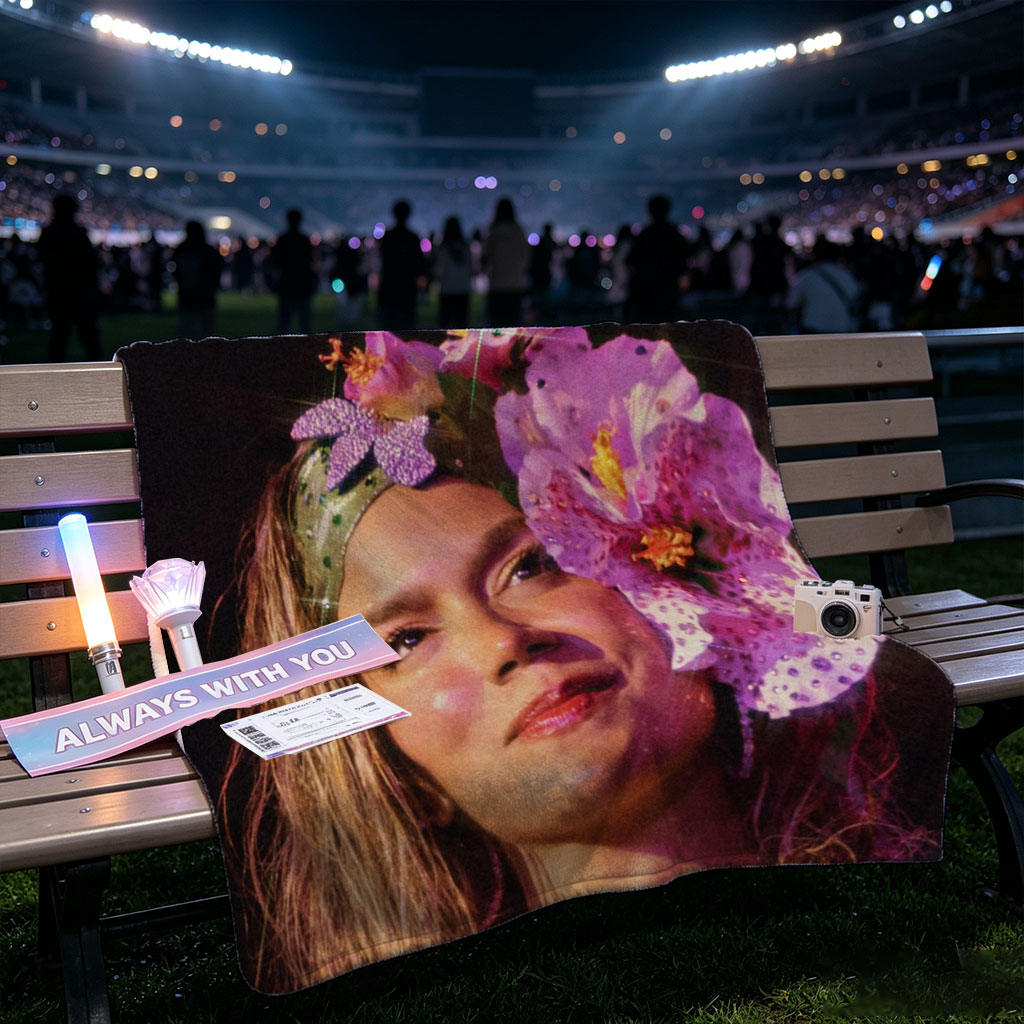 Rita Ora Wearing a Floral Headpiece at a Performance - Blankets