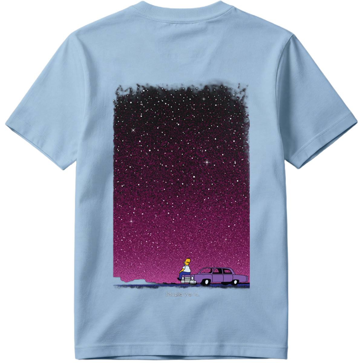 Homer Simpson Stares at the Stars in a Purple Sky - Tee