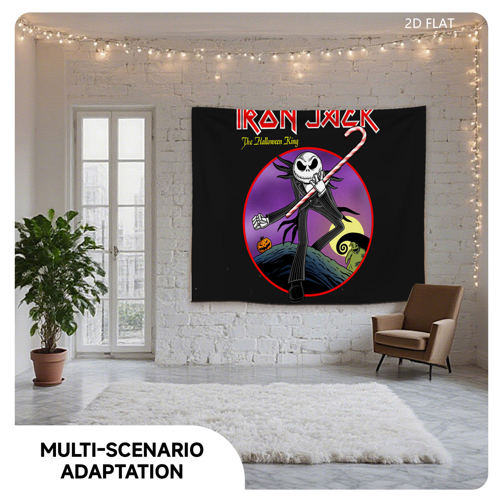Iron Jack: The Halloween King - Jack Skellington in Rock Style - Tapestry