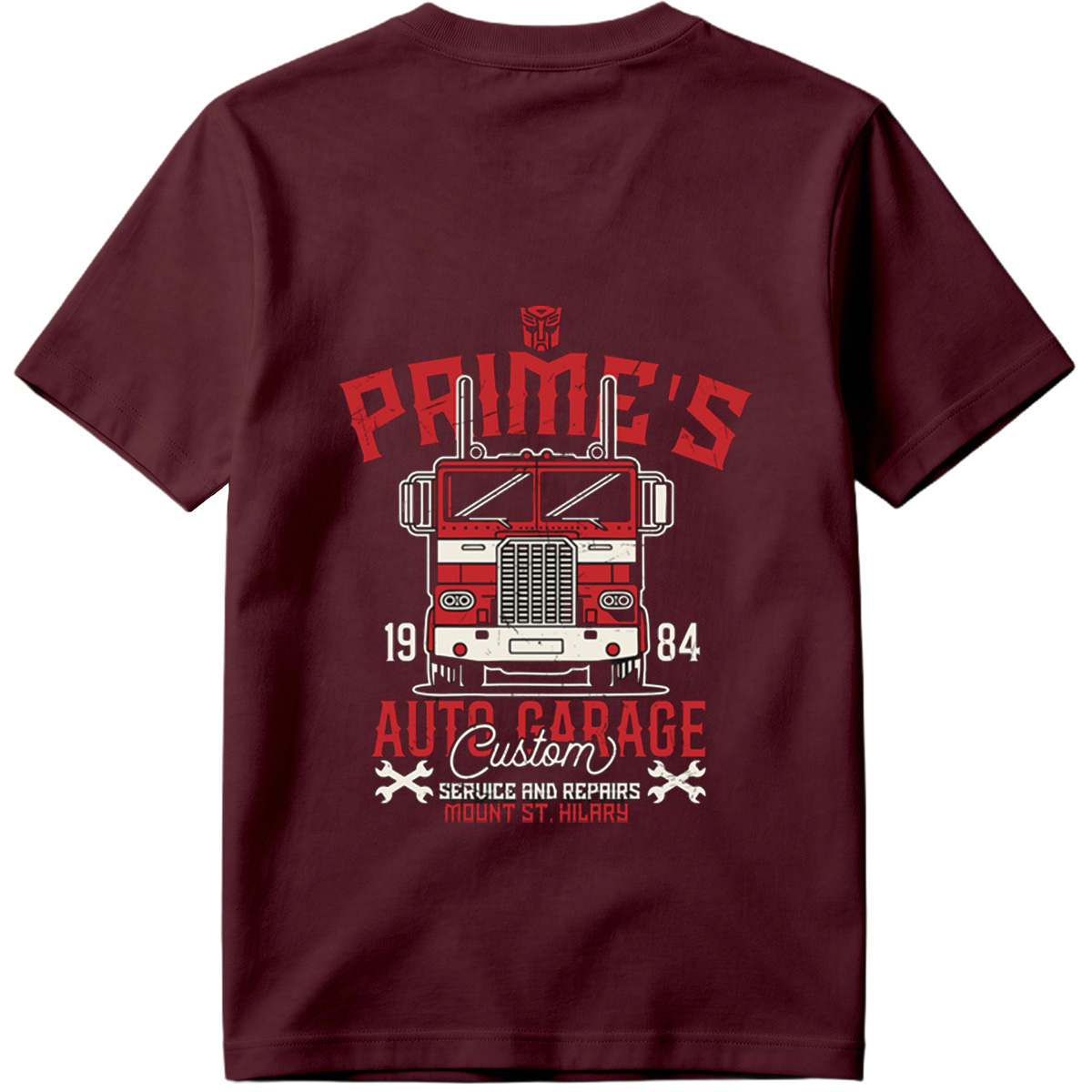 Transformers Optimus Prime Auto Garage T-Shirt Design - Tee