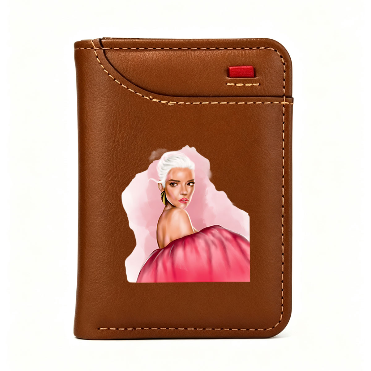 Pop Star in Pink Gown with White Hair - Vertical Style Wallet