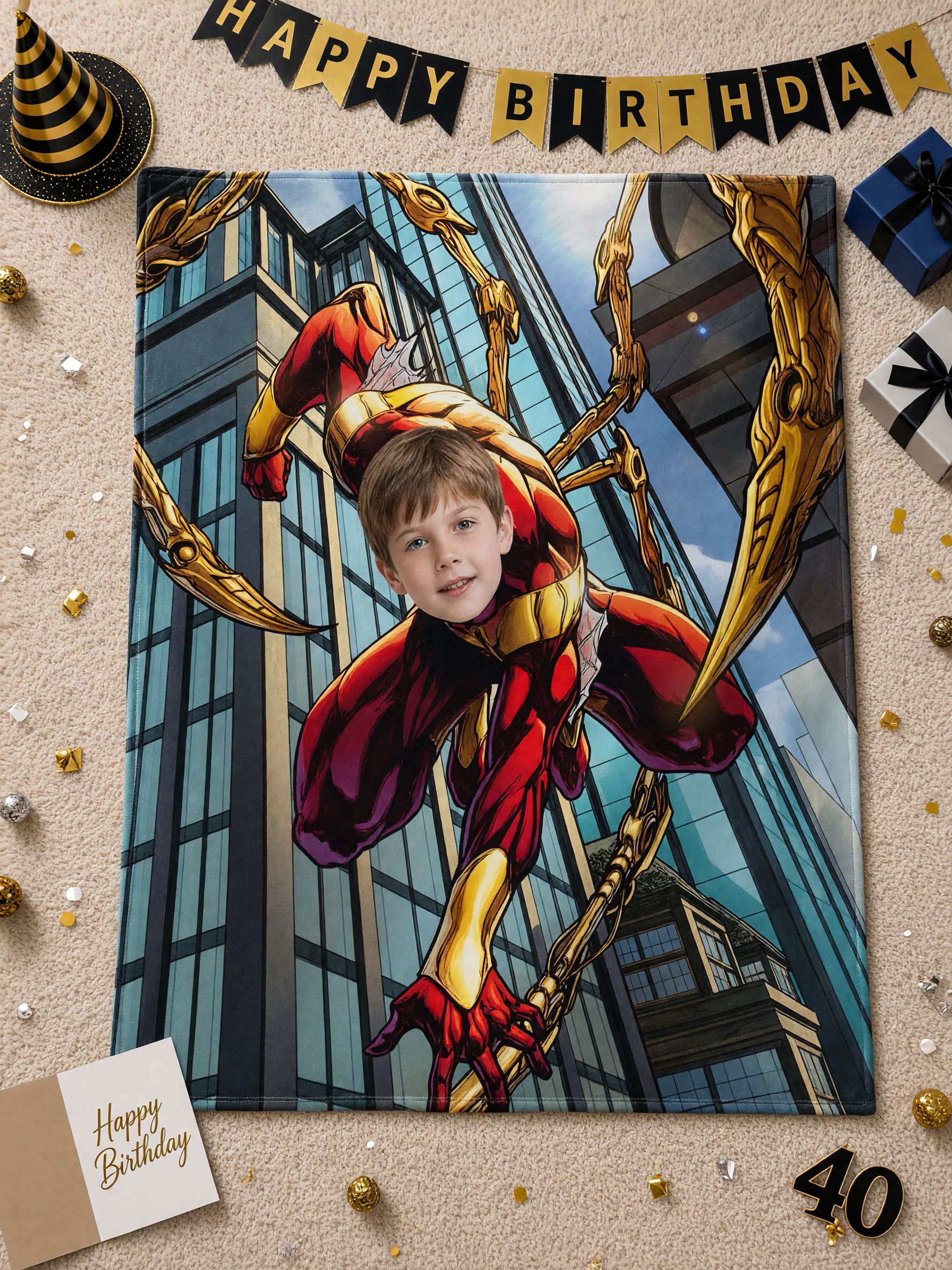 Custom Face Superhero Blanket, Personalized Flannel Comic Throw for Kids and Adults, Ideal Personalized Gift