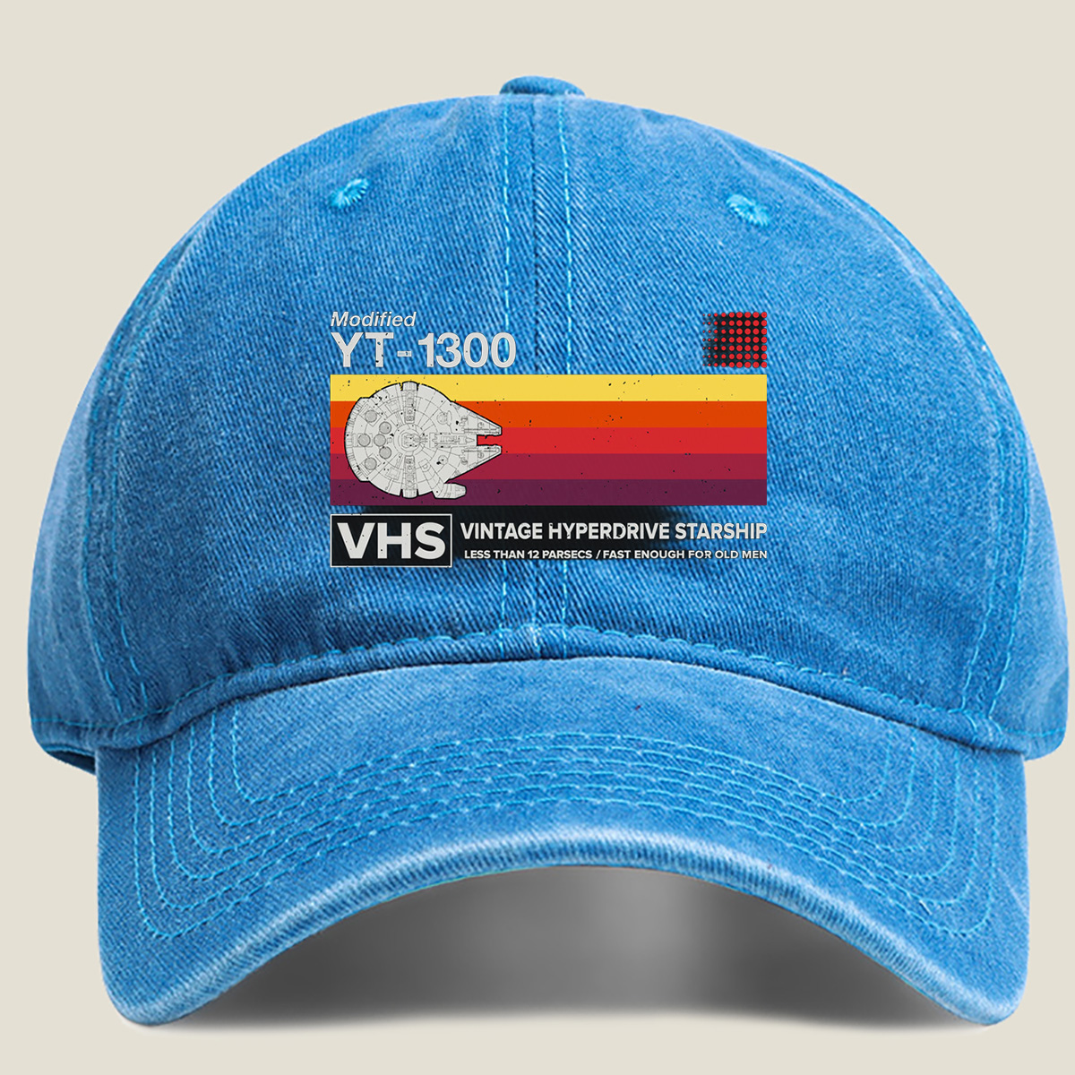 Modified YT-1300 Vintage Hyperdrive Starship: Less Than 12 Parsecs, Fast Enough for Old Men - Washed Denim - Baseball Cap