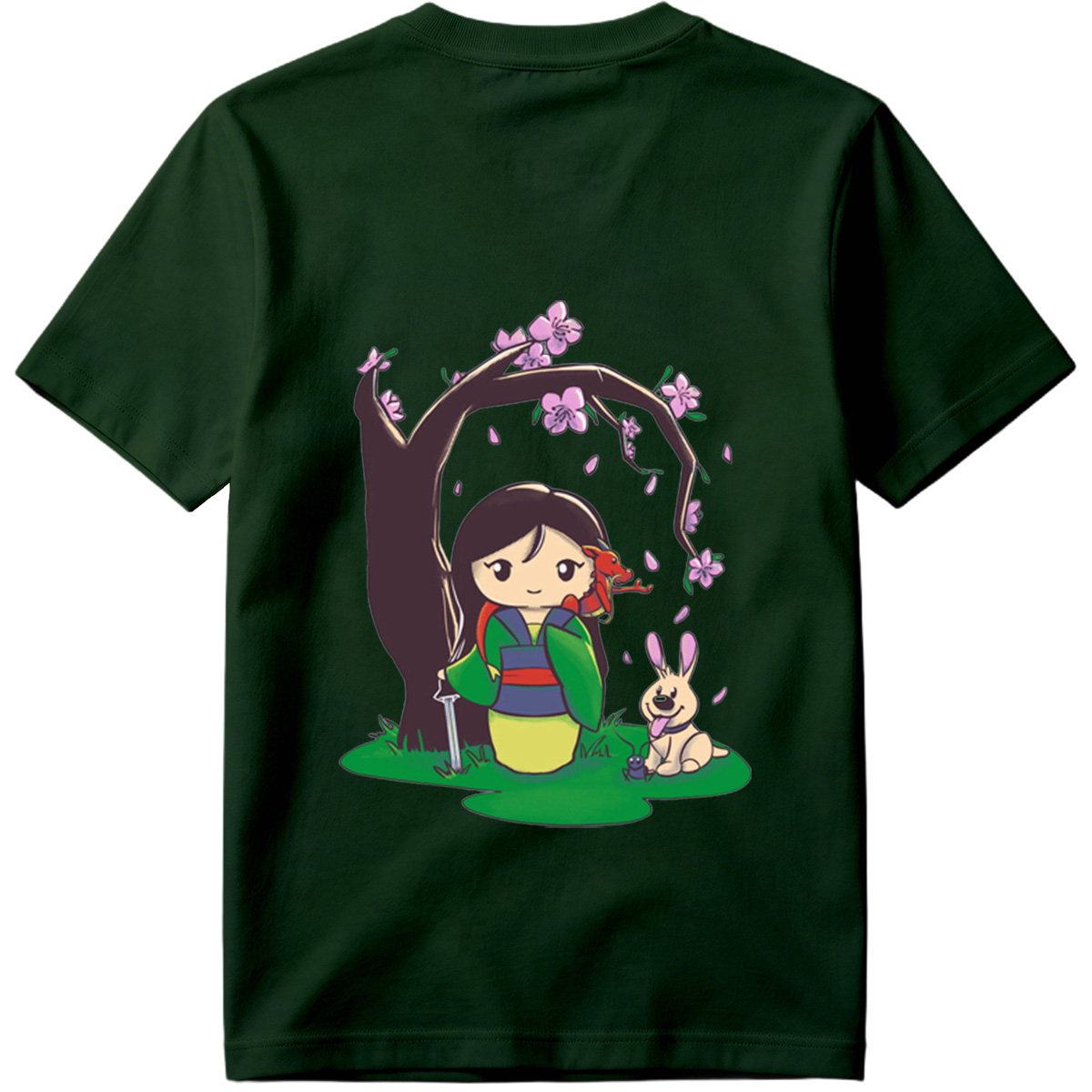 Mulan with Mushu and Cri-Kee Under Cherry Blossom Tree - Tee
