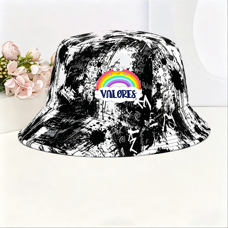Unisex Classic Graffiti Bucket Hat with Rainbow Smile and 
