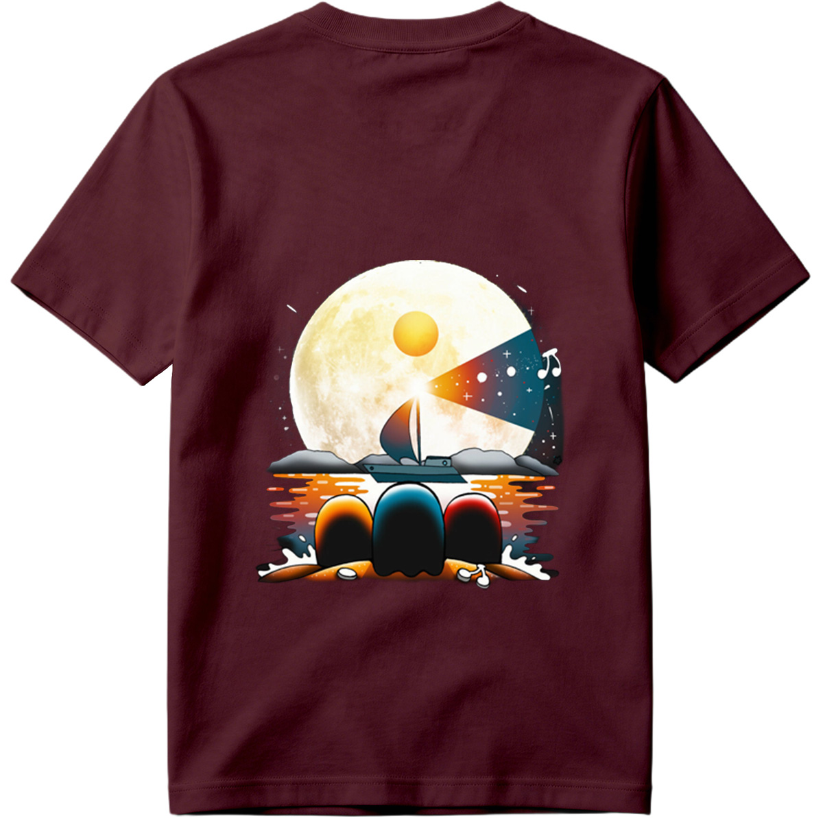 Sailboat Under the Moonlight with Musical Notes - Tee