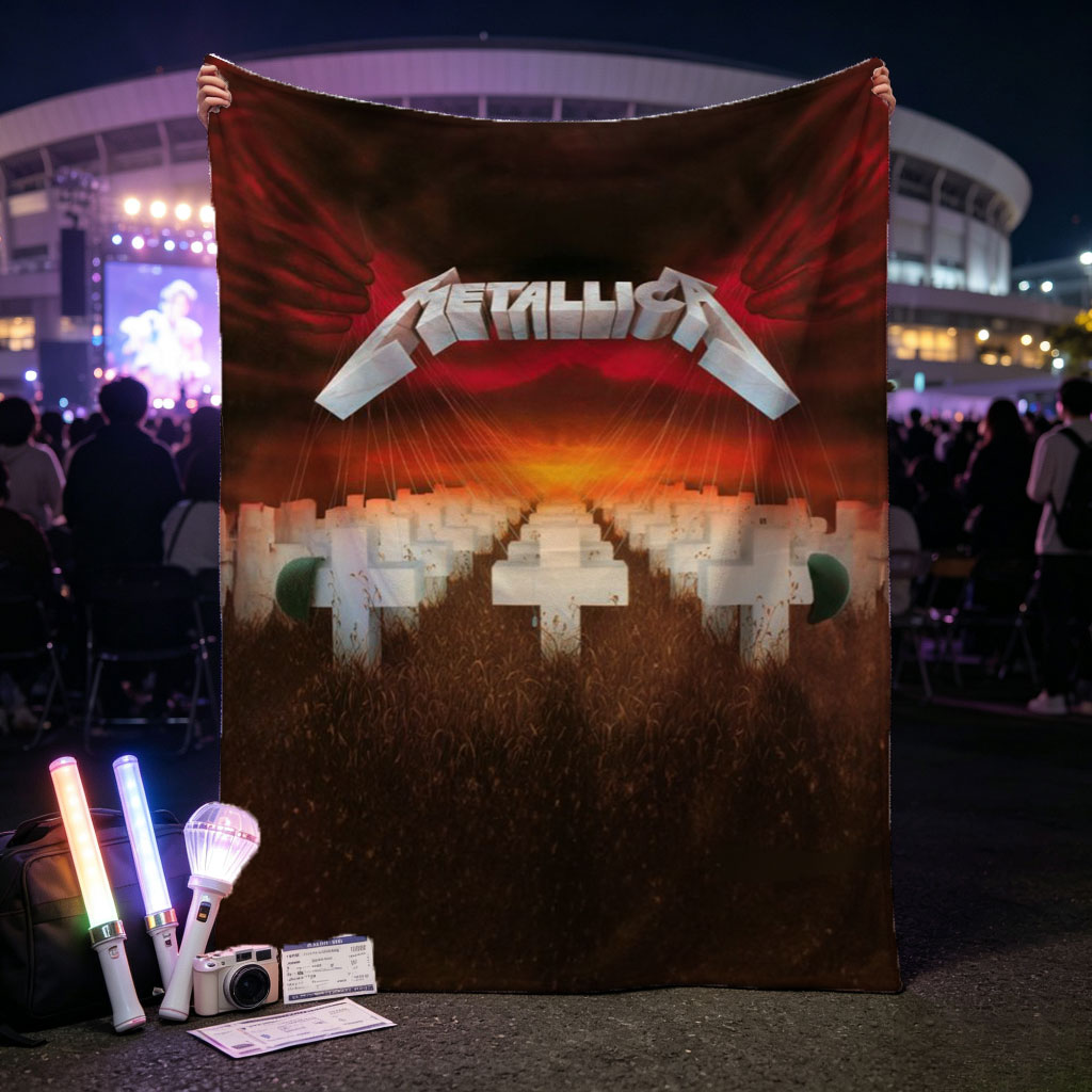Metallica War Scene with Crosses and Fiery Sky - Blankets