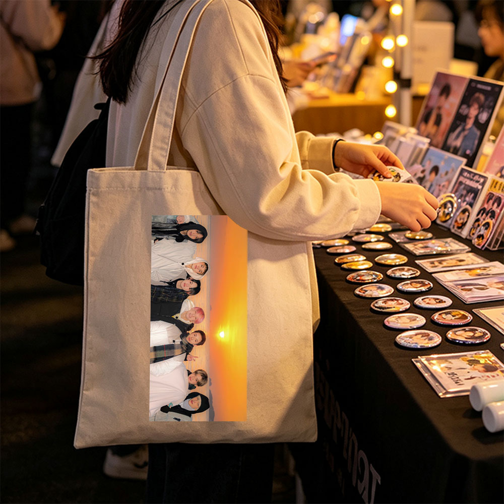 Stray Kids Sunset Beach Group Photo - Canvas tote bags