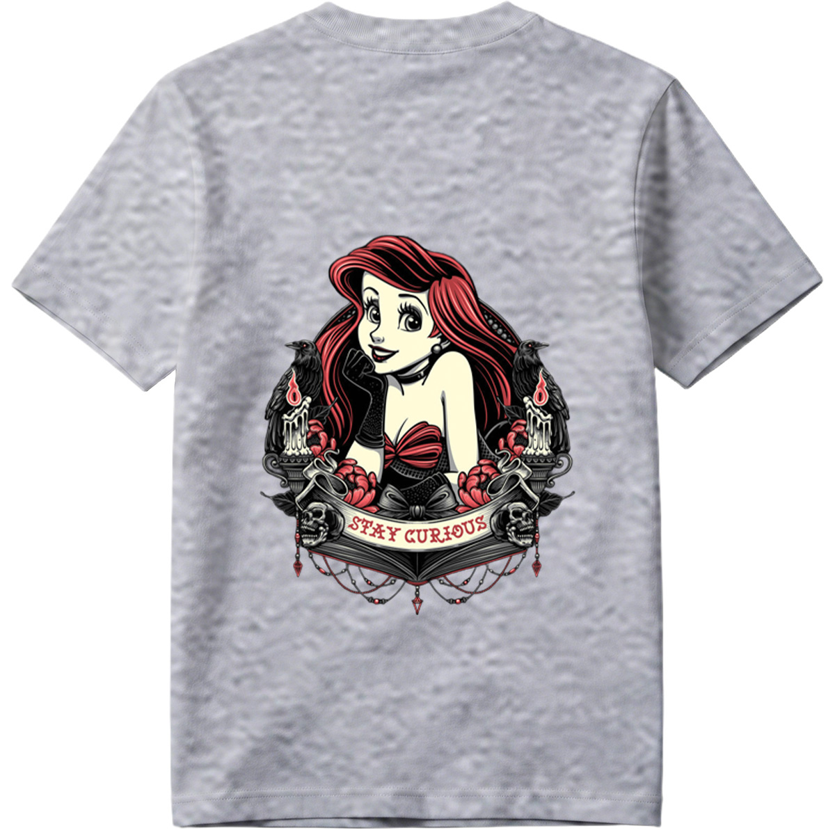 Ariel Stay Curious Gothic Design - Tee