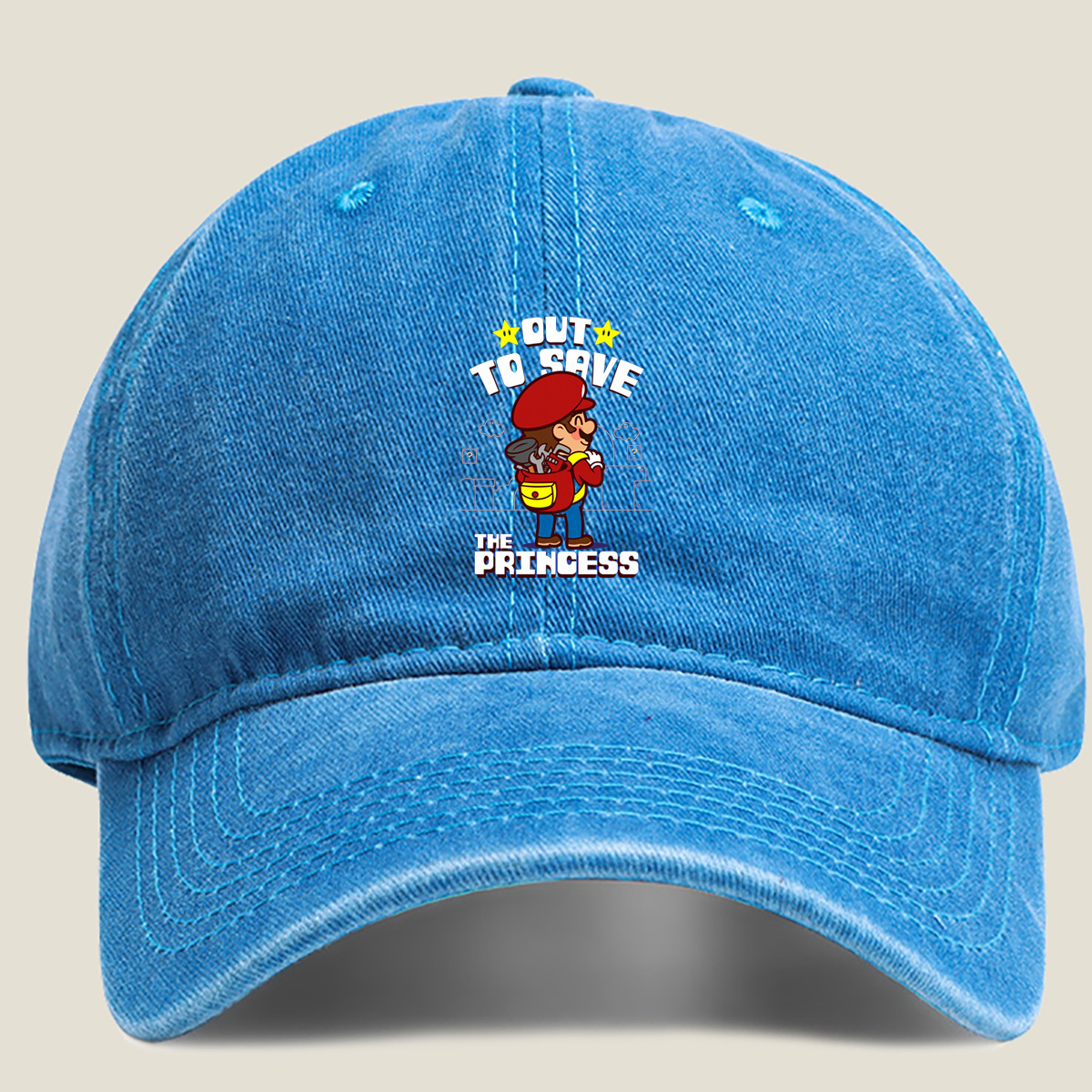 Mario: Out to Save the Princess - Washed Denim - Baseball Cap