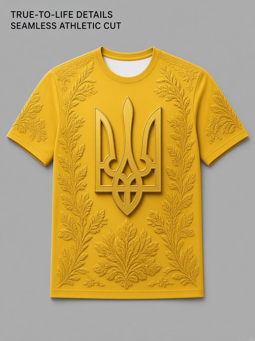 Ukrainian Trident 3D Optical Illusion Graphic Tee - Breathable Athletic Mesh T-Shirt Casual and Sports Wear