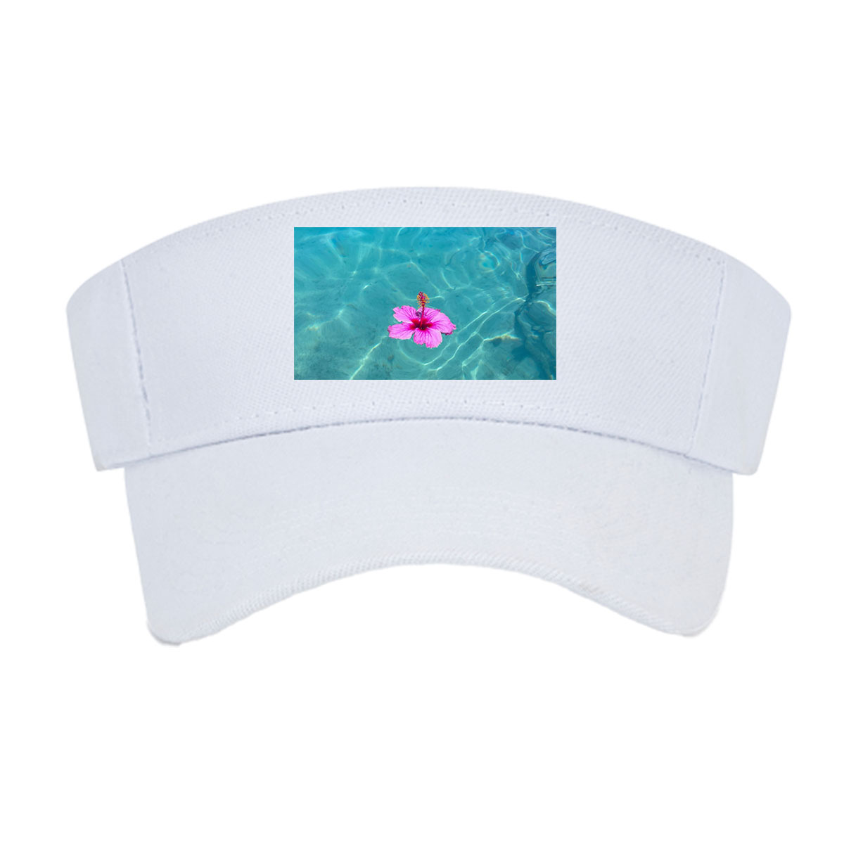 Pink hibiscus floating on crystal clear turquoise water -  Visor cap