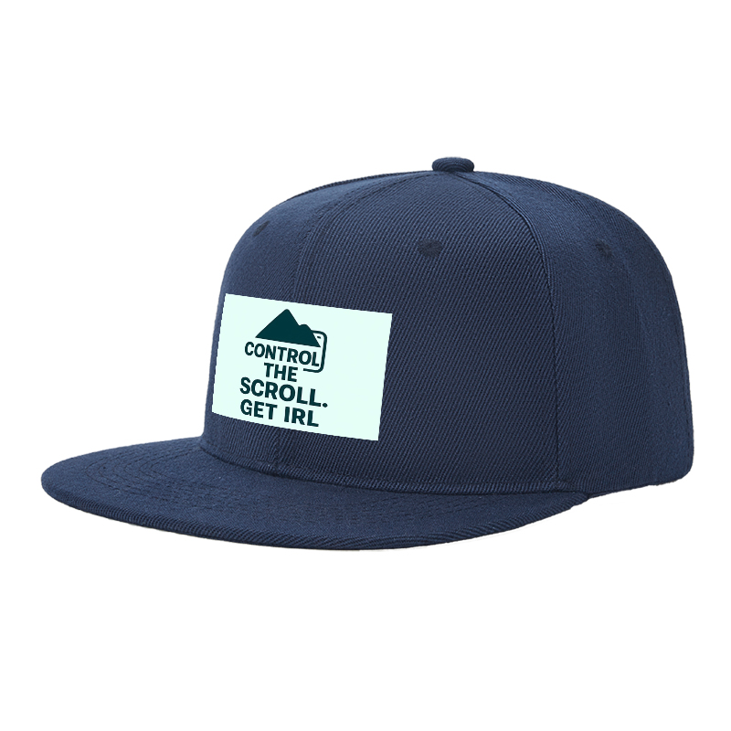 Flat Brim Baseball Cap Control The Scroll Get IRL Mountain Logo Streetwear Underground Skate Style for Basketball Court Skate Park Urban Lifestyle Skaters Rappers Streetwear Enthusiasts