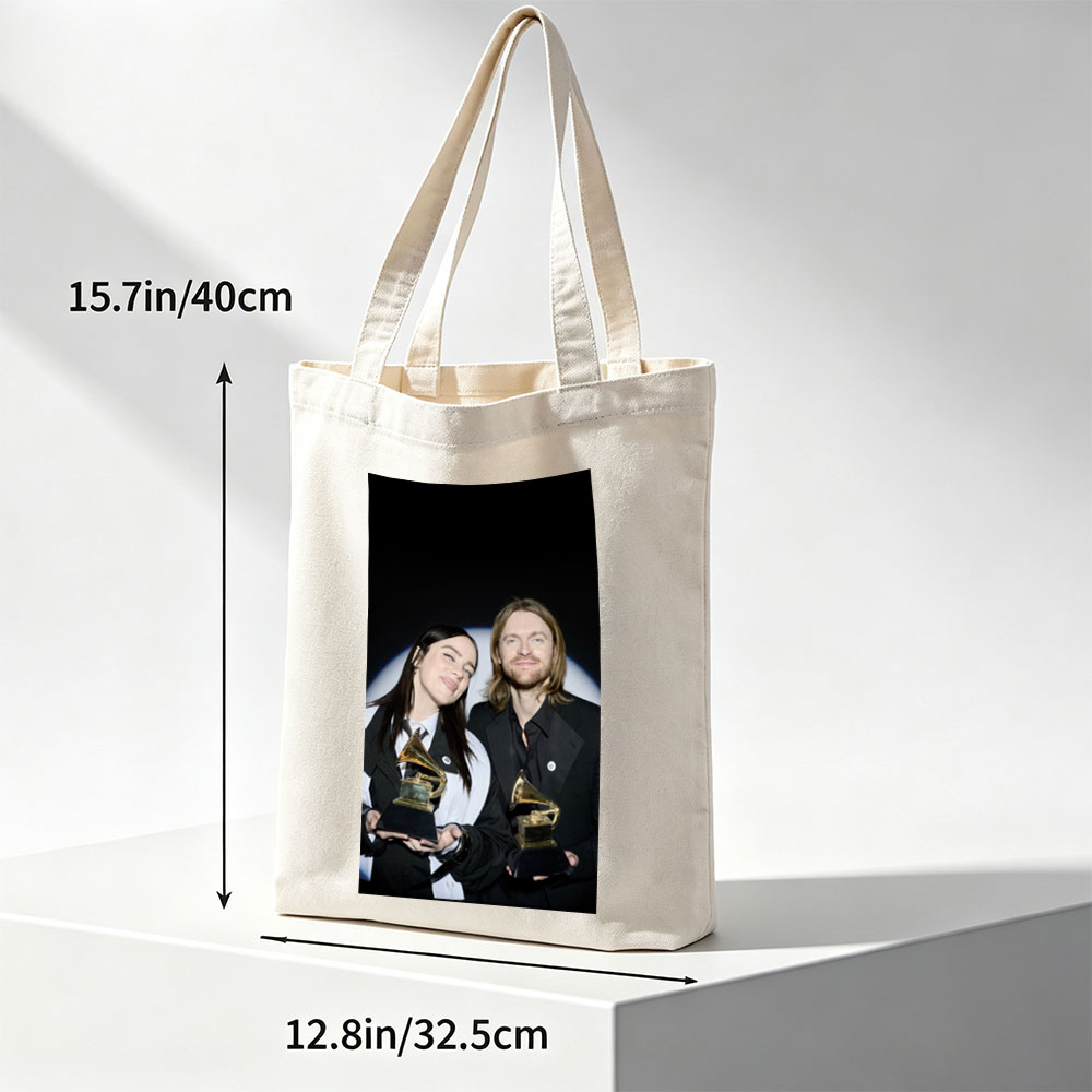Billie Eilish and Finneas O'Connell at the Grammys Holding Awards - Canvas tote bags