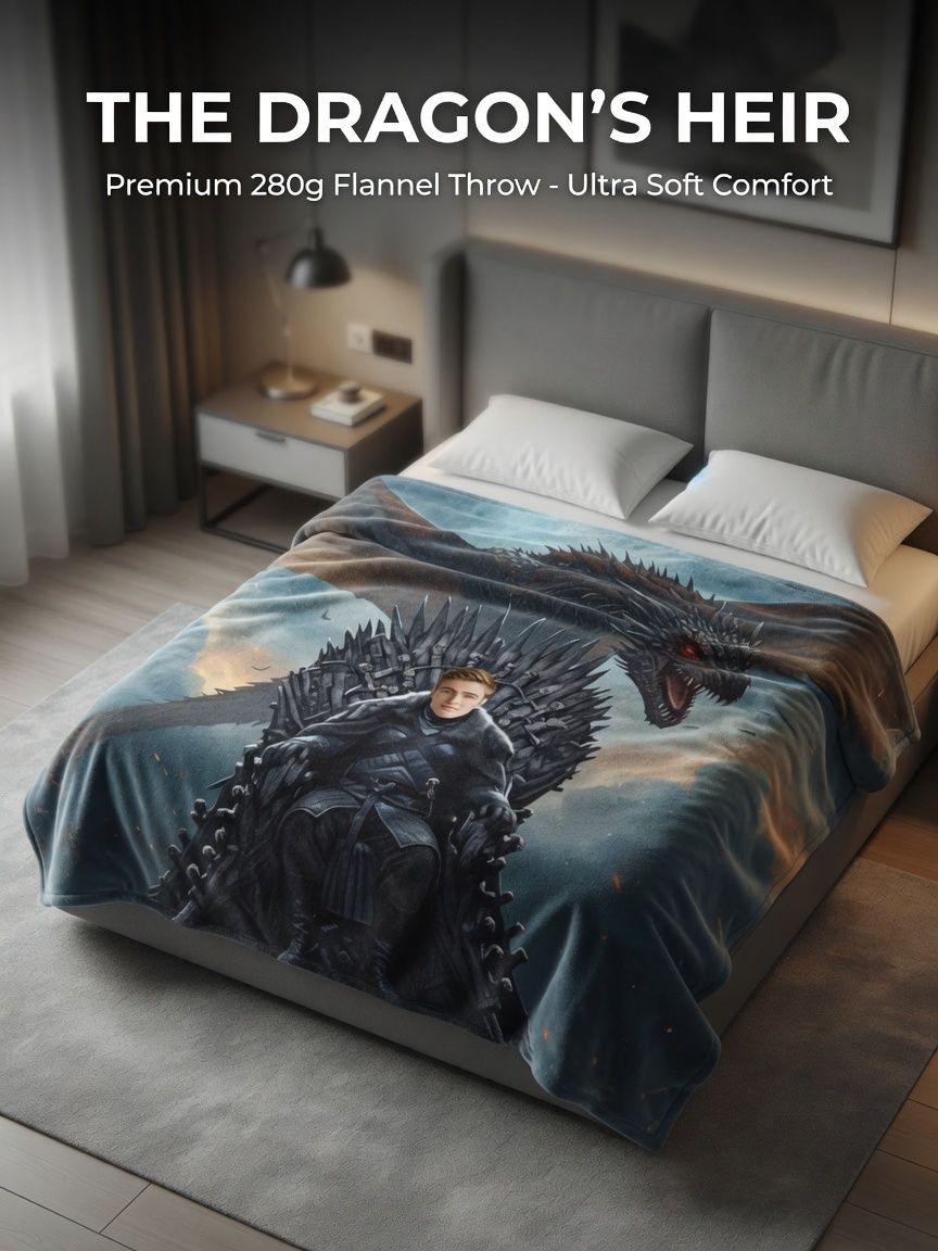 Custom Photo Blanket Personalized Face Flannel Throw Ultra Soft Fleece Couch Travel Keepsake Gift for Fantasy Fans