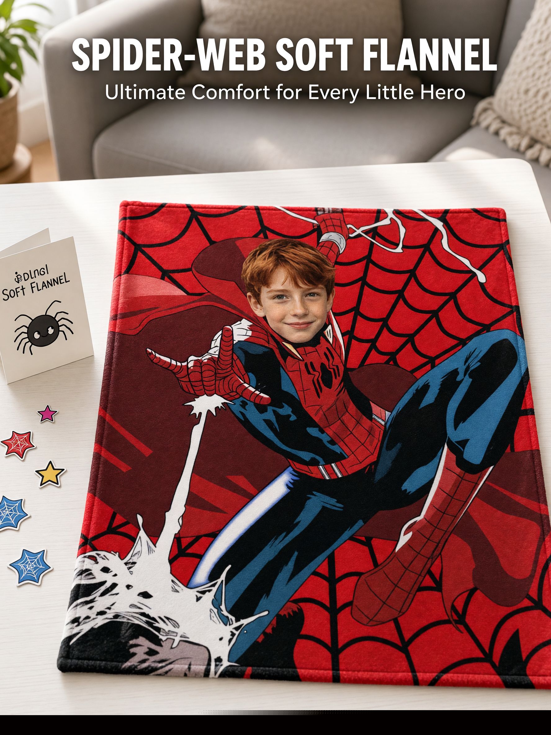 Custom Face Photo Superhero Flannel Fleece Blanket Personalized Comic Hero Throw Cozy Bedding Gift for Kids and Adults