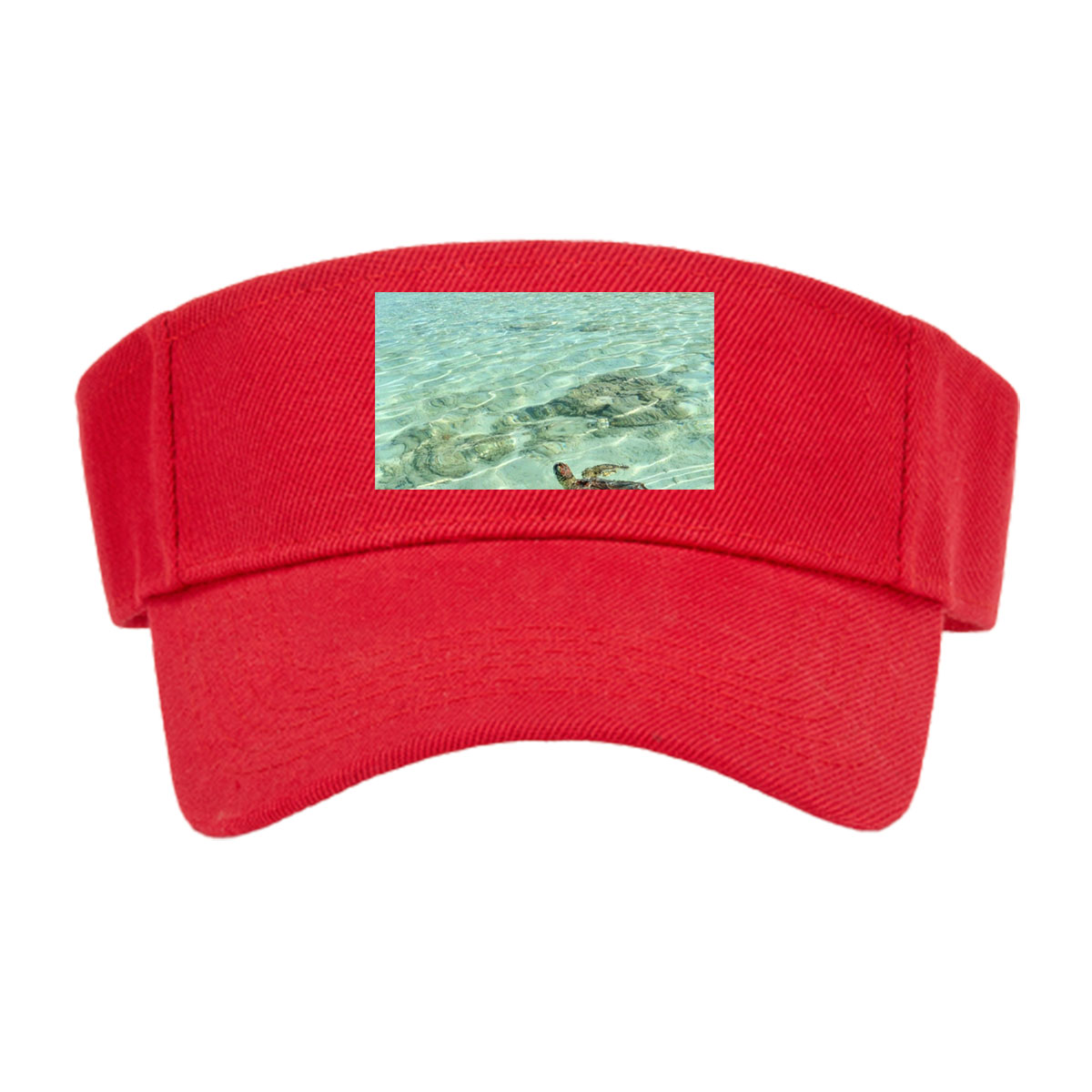 Sea Turtle Swimming in Crystal Clear Waters Near Sandy Beach -  Visor cap