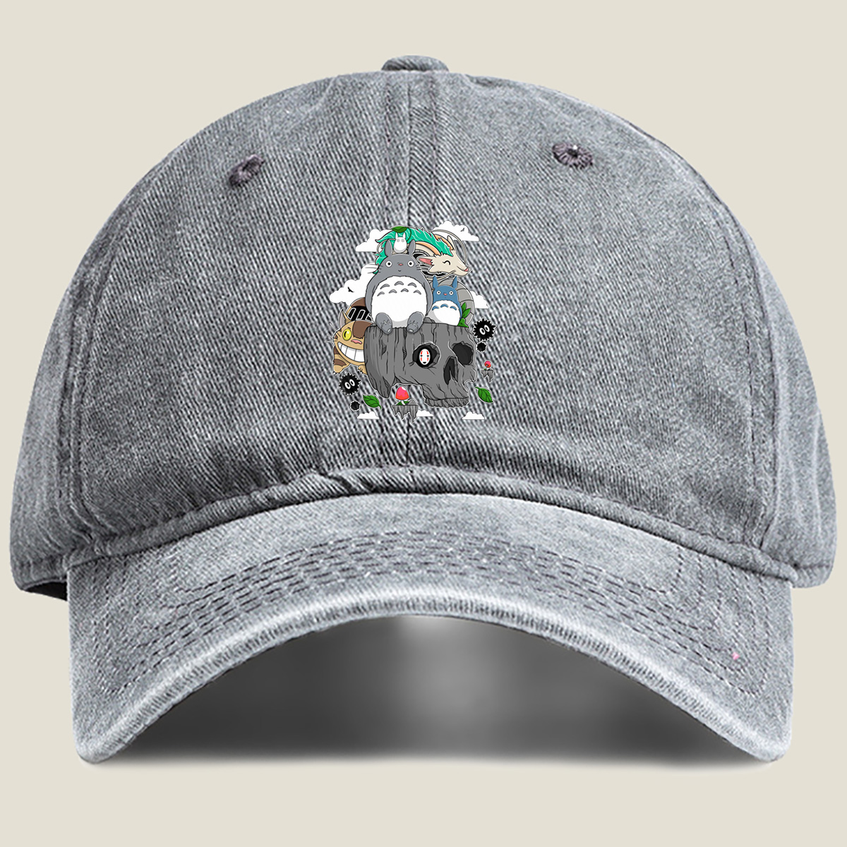 Studio Ghibli Characters Collage - Washed Denim - Baseball Cap