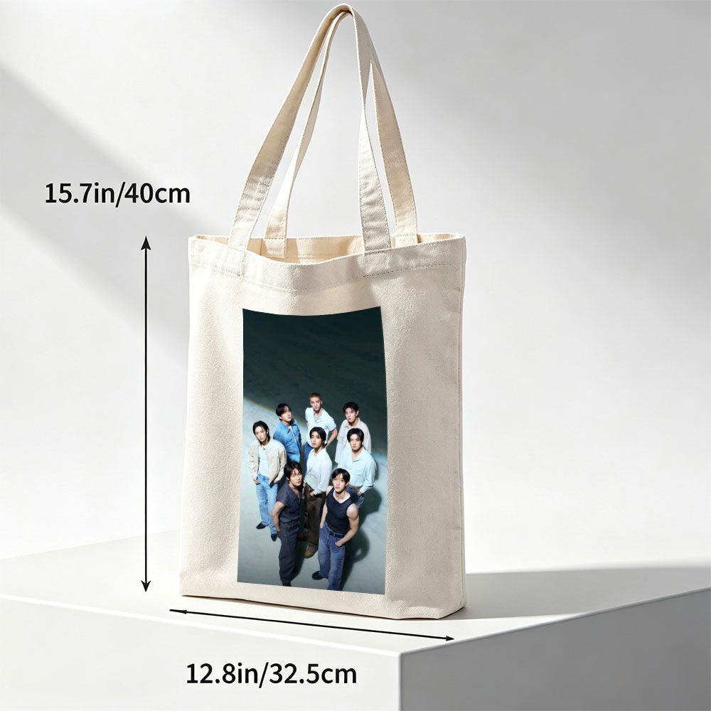 SEVENTEEN Group Photo on a Minimalist Background with Casual Outfits and Confident Poses - Canvas tote bags