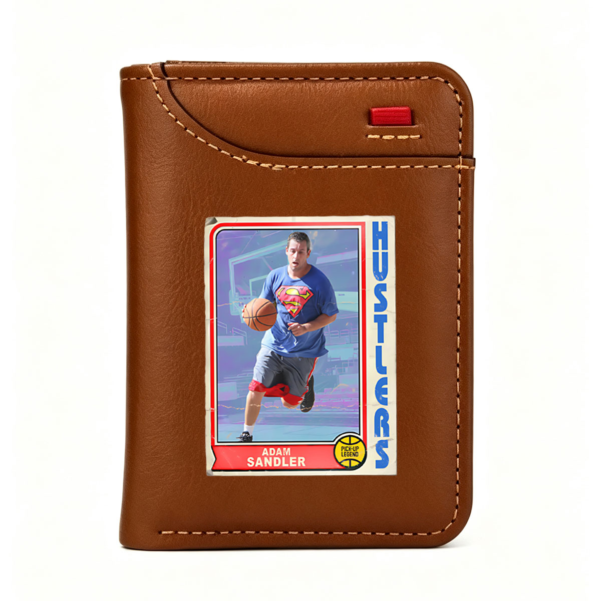 Adam Sandler as Superman in a Pick-Up Basketball Legend Card - Vertical Style Wallet