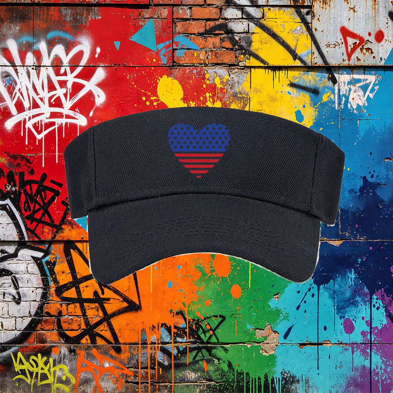 Unisex Classic Mesh Hat with American Flag Heart Print - Lightweight Breathable Sun Cap for Outdoor Activities, Perfect for Adults Seeking Patriotic Style in Summer, Beach, and Casual Wear