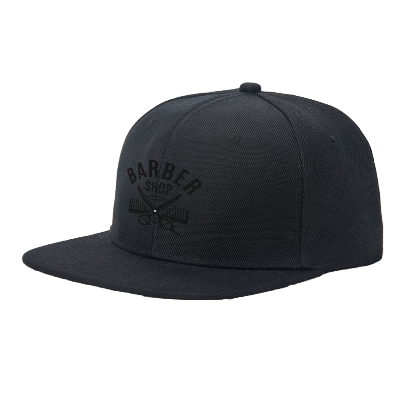 Flat Brim Baseball Cap Barber Shop Logo Print Streetwear Underground Skate Style for Basketball Court Skate Park Hip Hop Riders and Urban Fashion Enthusiasts