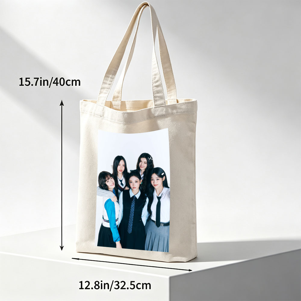NewJeans School Uniform Concept Photo with Five Members in Coordinated Outfits - Canvas tote bags