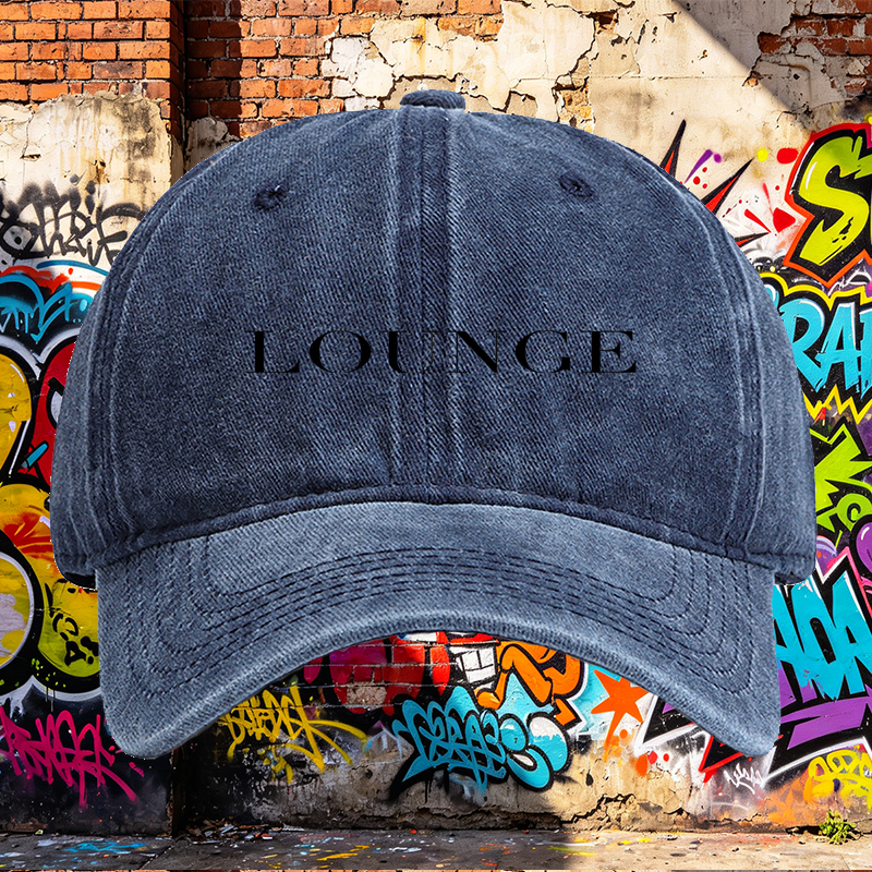 Unisex Classic Washed Cotton Hat with Lounge Print Design - Casual Streetwear Cap for Daily Wear, Outdoor Activities, and Urban Lifestyle - Perfect for Men and Women Seeking Comfortable Fashion Accessories
