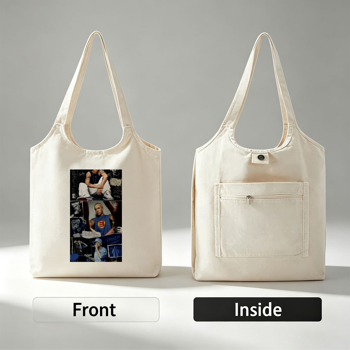 Eminem Collage - Iconic Moments and Quotes from the Rap Legend - Canvas shoulder bags/