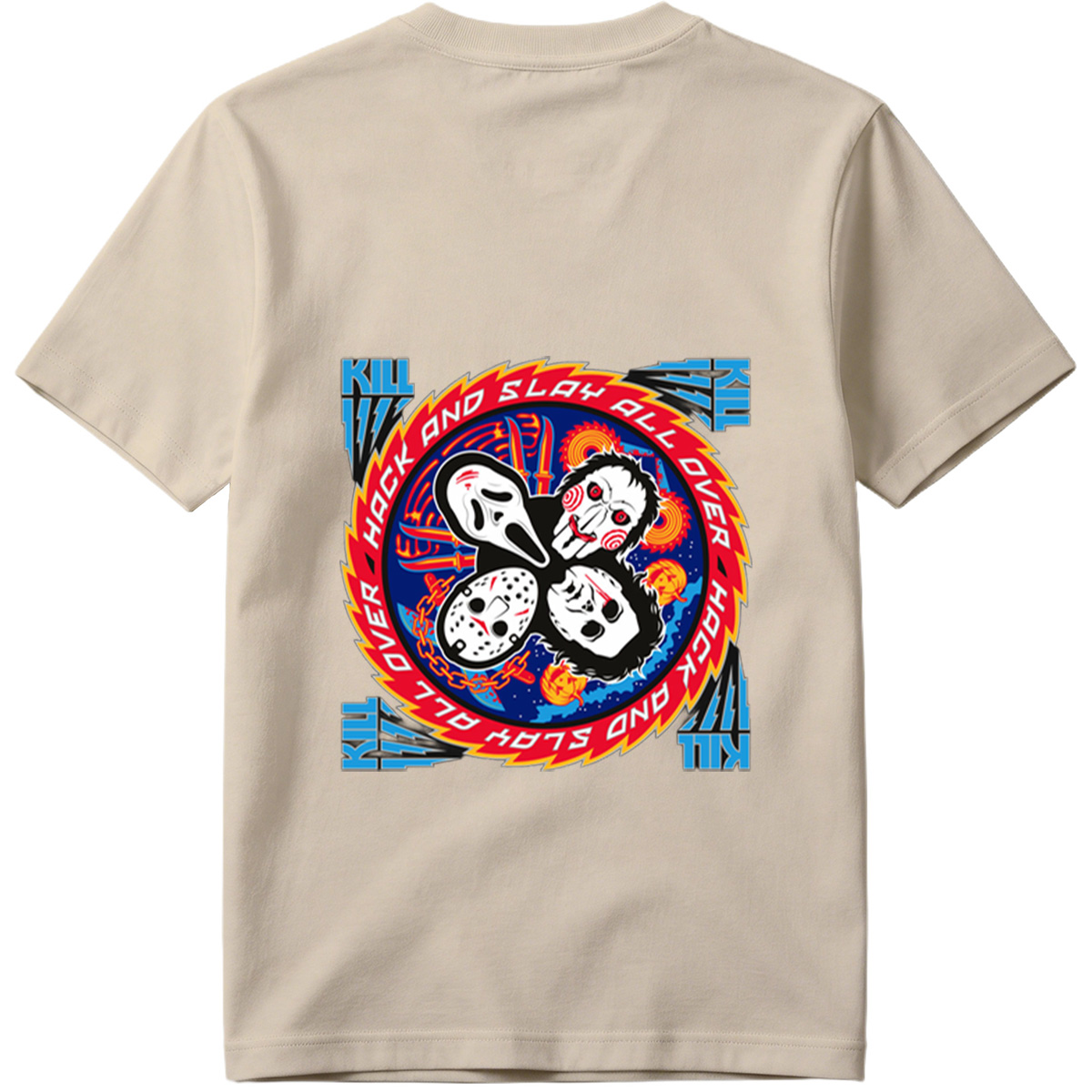 Halloween Horror Icons: Michael Myers, Ghostface, Leatherface, and Jigsaw - Tee