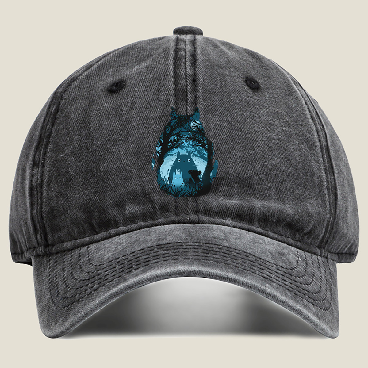 Totoro and Friends in the Moonlit Forest - Washed Denim - Baseball Cap