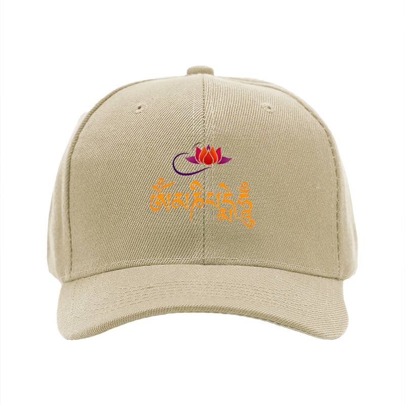 1pc New Baseball Cap with Lotus Flower and Tibetan Script Print Unisex Adjustable Hat for Outdoor Activities and Casual Wear Suitable for Adults and Teenagers