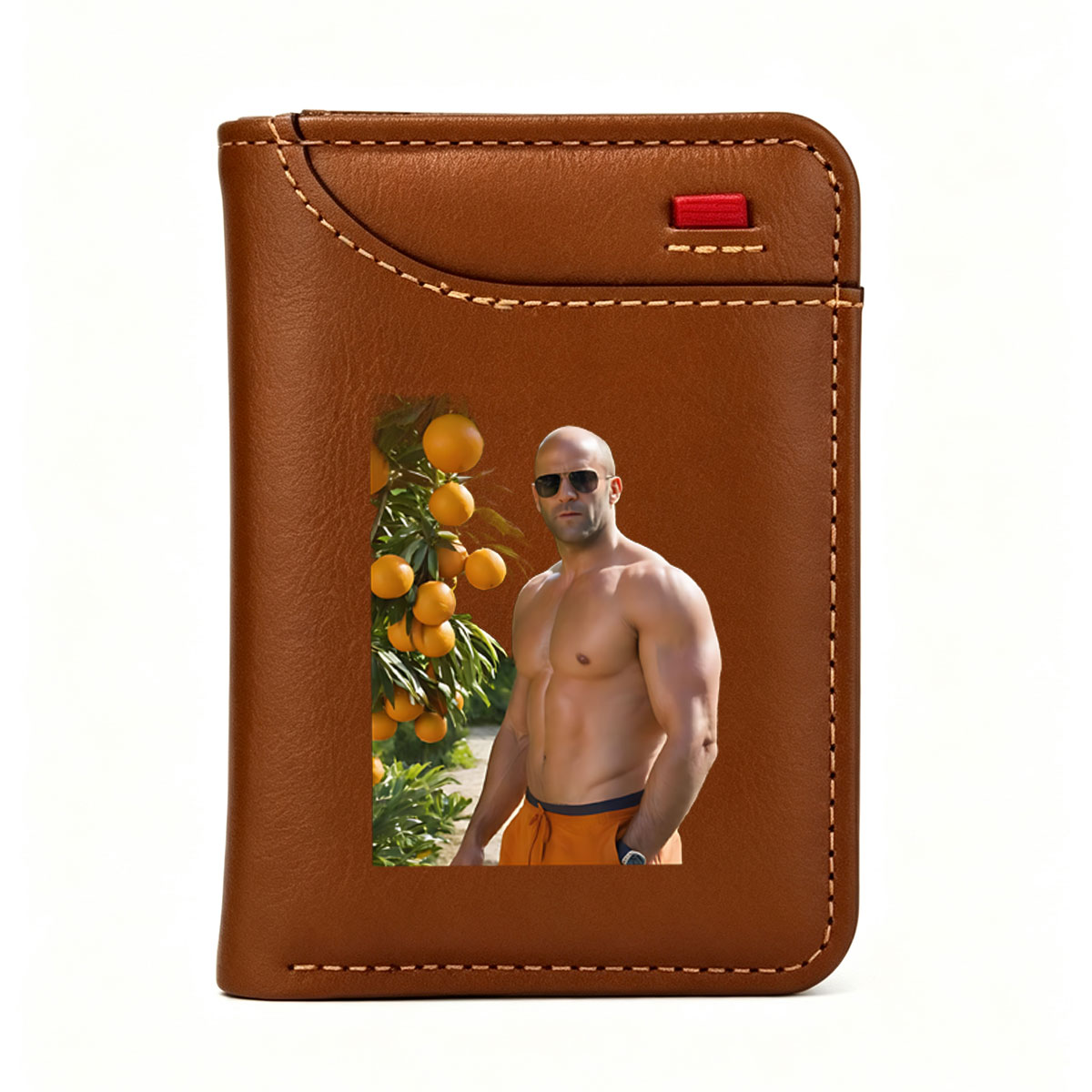 Jason Statham in Orange Grove, Shirtless and Stylish - Vertical Style Wallet