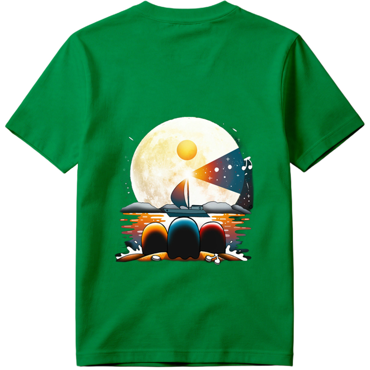 Sailboat Under the Moonlight with Musical Notes - Tee