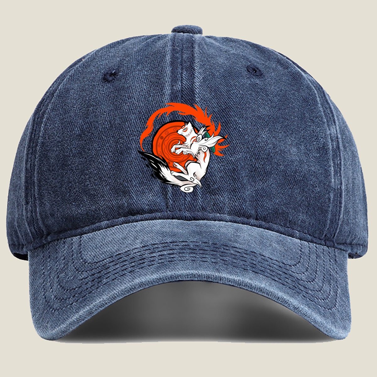 Naruto: Kurama and Nine-Tailed Fox - Washed Denim - Baseball Cap