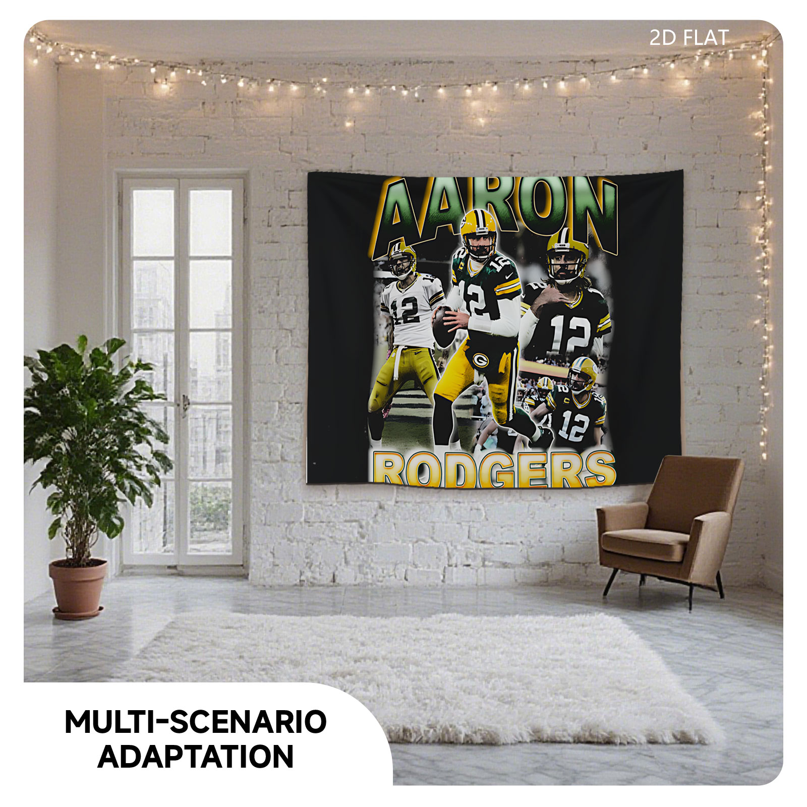Aaron Rodgers Green Bay Packers NFL Quarterback Action Montage - Tapestry