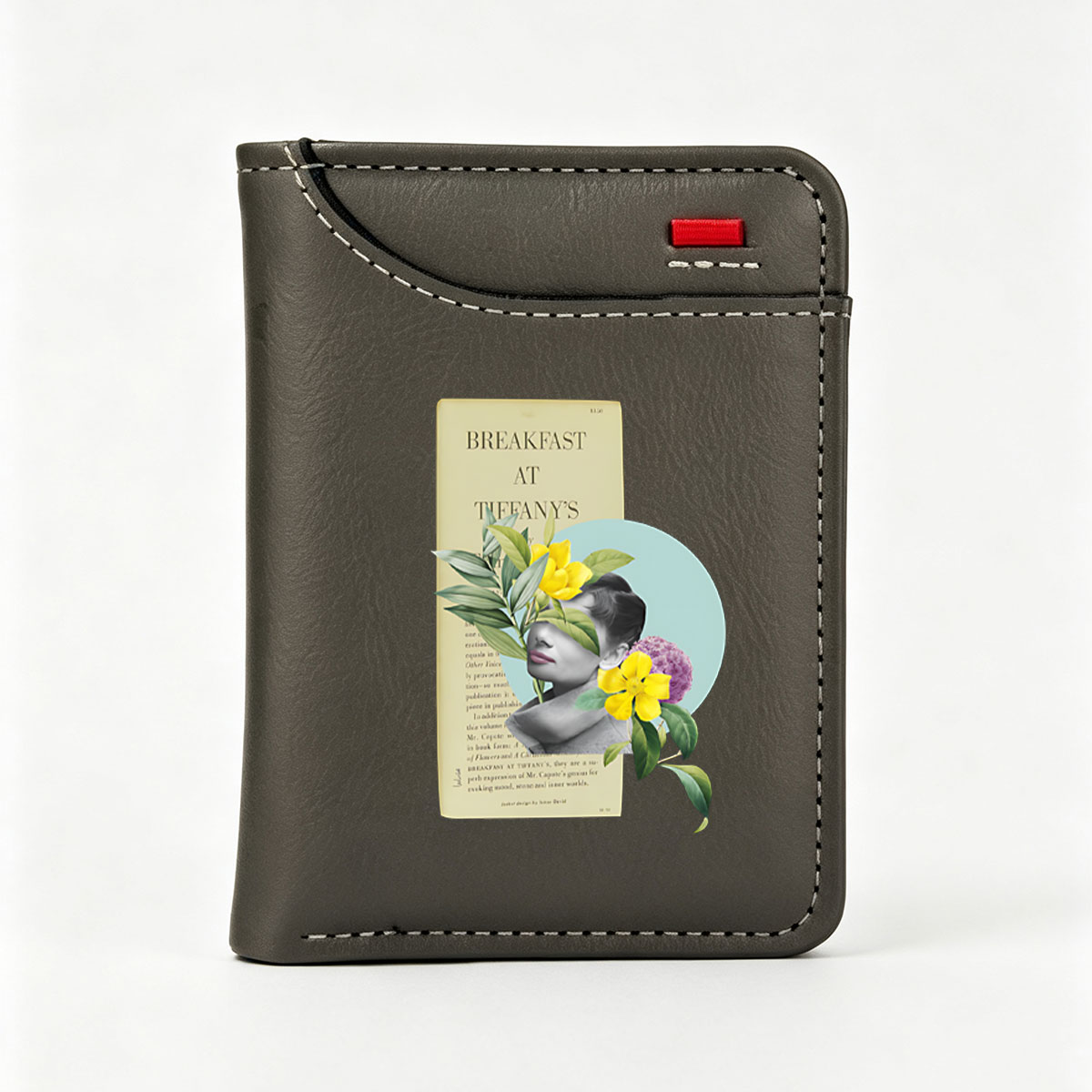 Breakfast at Tiffany's: Audrey Hepburn, Truman Capote, Classic Literature, Floral Art Design - Vertical Style Wallet
