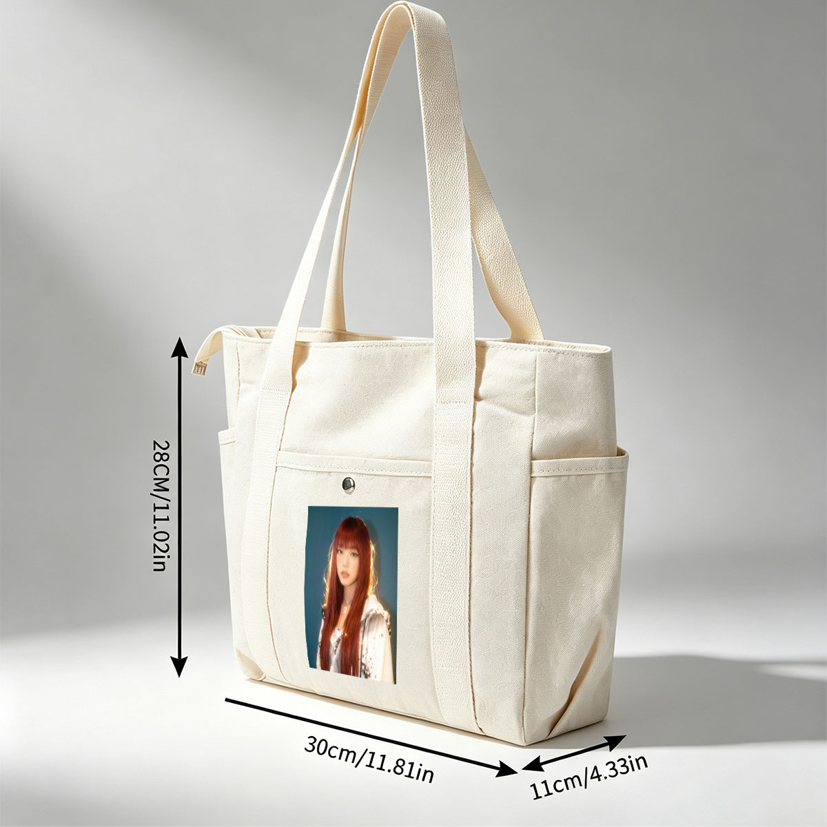 Lisa Blackpink Portrait with Red Hair and Silver Jacket in Studio Lighting - Multi-pocket bags