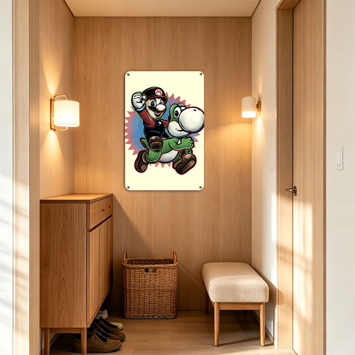 Mario and Yoshi in Action Pose - painting