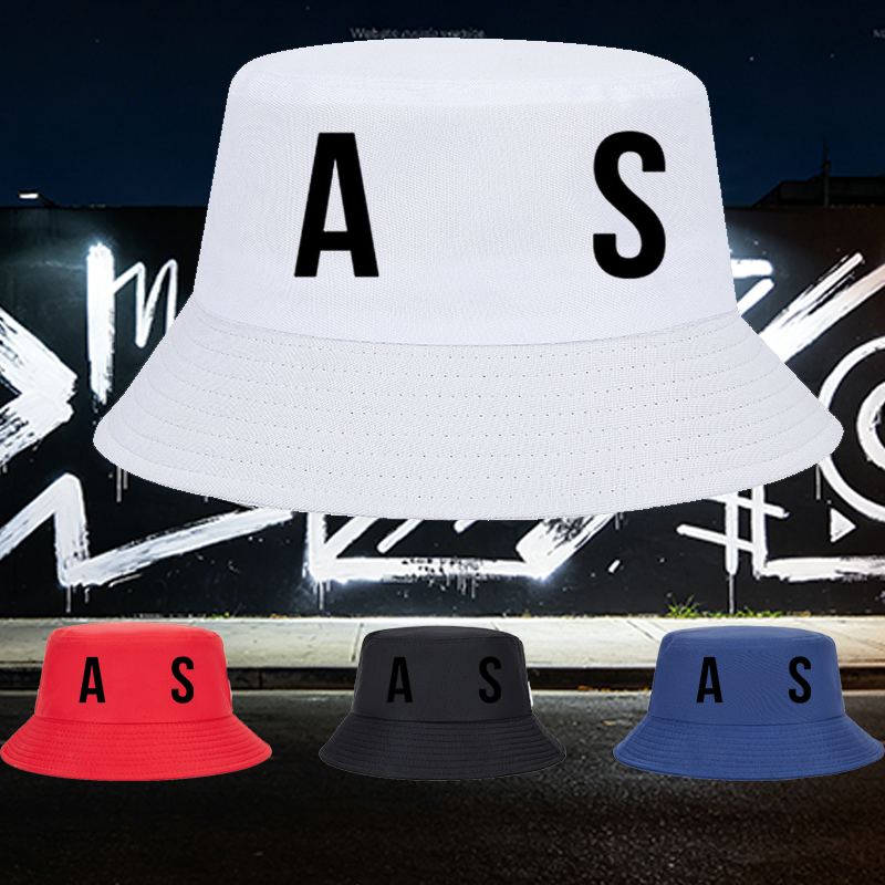 Unisex Bucket Hat with AS Logo Print - Classic Cotton Sun Hat for Outdoor Activities, Travel, and Casual Wear - Suitable for Men and Women Seeking Stylish and Functional Headwear