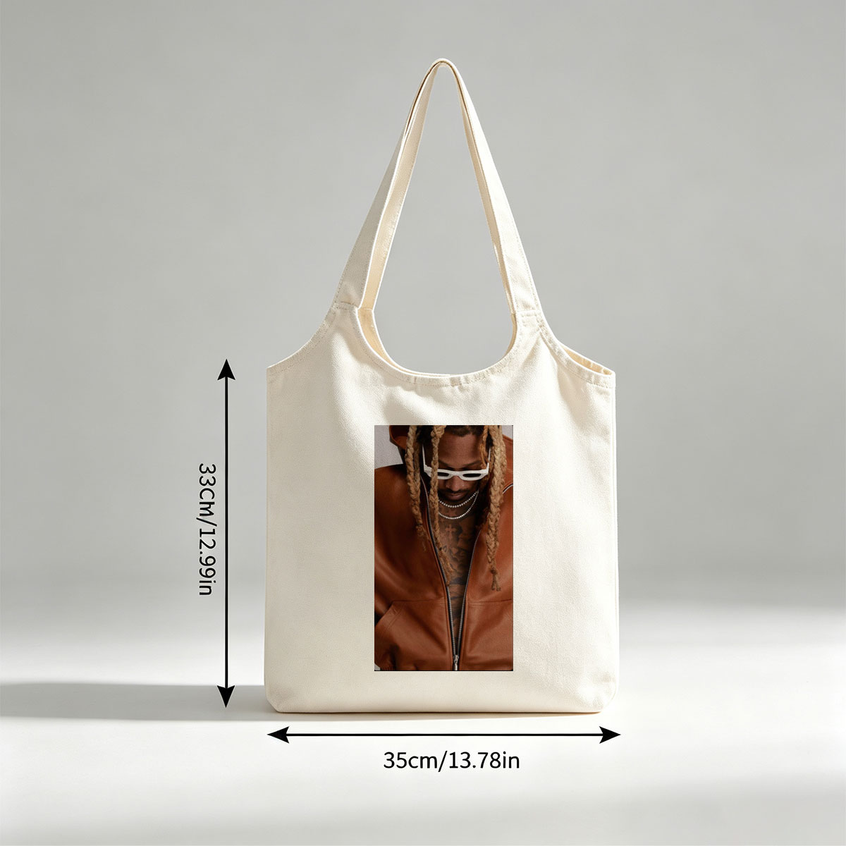 Future in a Brown Leather Jacket with White Sunglasses and Braided Hair - Canvas shoulder bags/