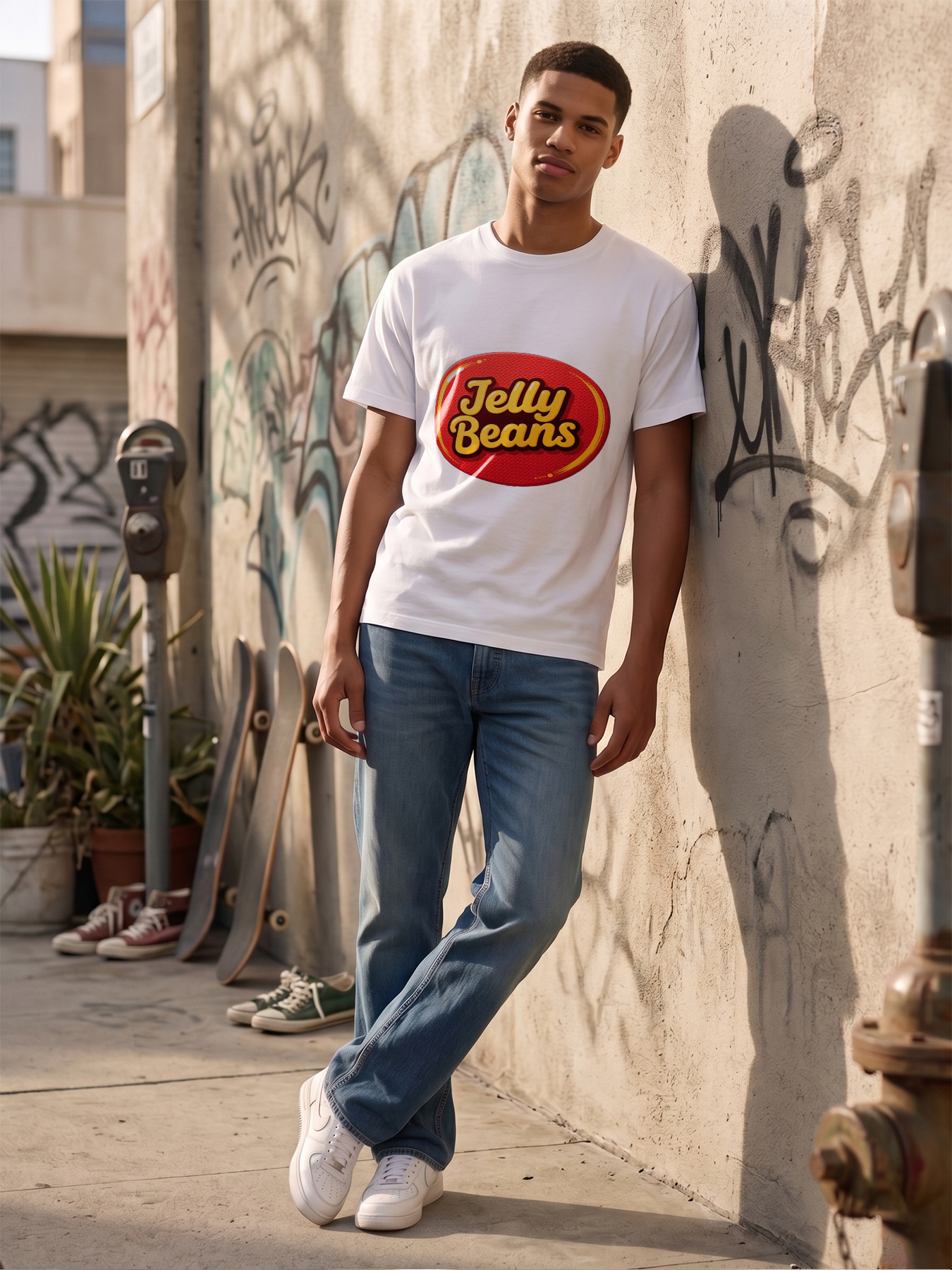 Men's Jelly Beans Print T-Shirt Casual Round Neck Summer Lightweight Breathable Short Sleeve Tee for Everyday Wear, Outdoor Activities, and Fun Outings – Perfect for Adults Who Love Playful Designs and Comfortable Fit
