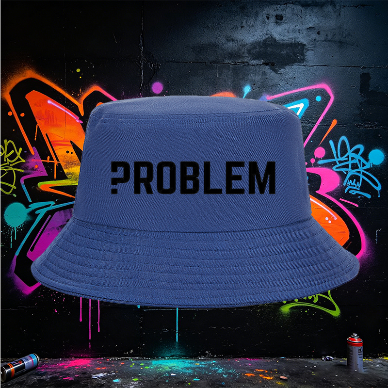 Unisex Fisherman Hat with Problem Print Design - Classic Cotton Bucket Hat for Outdoor Activities, Travel, and Casual Wear - Suitable for Men and Women Seeking Stylish Sun Protection and Comfortable Fit