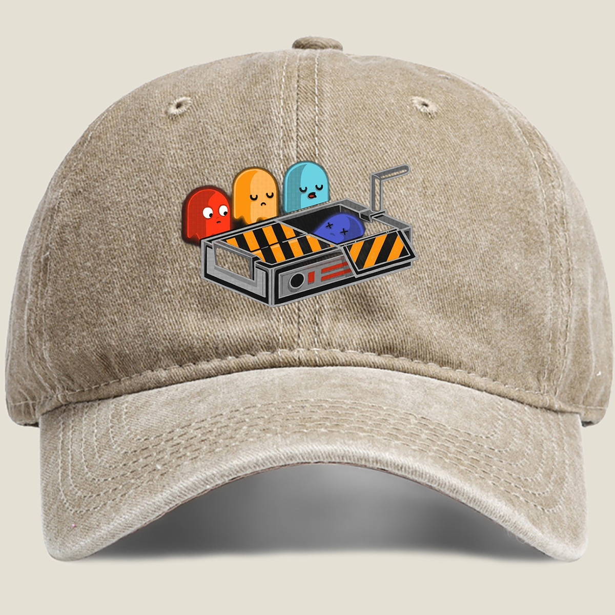 Pac-Man Ghosts in a Trap - Washed Denim - Baseball Cap