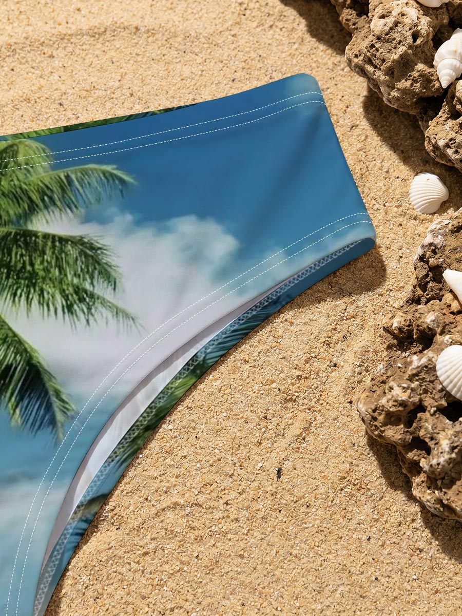 Solo Palm Tree by the Ocean Road -  Men's swim trunks