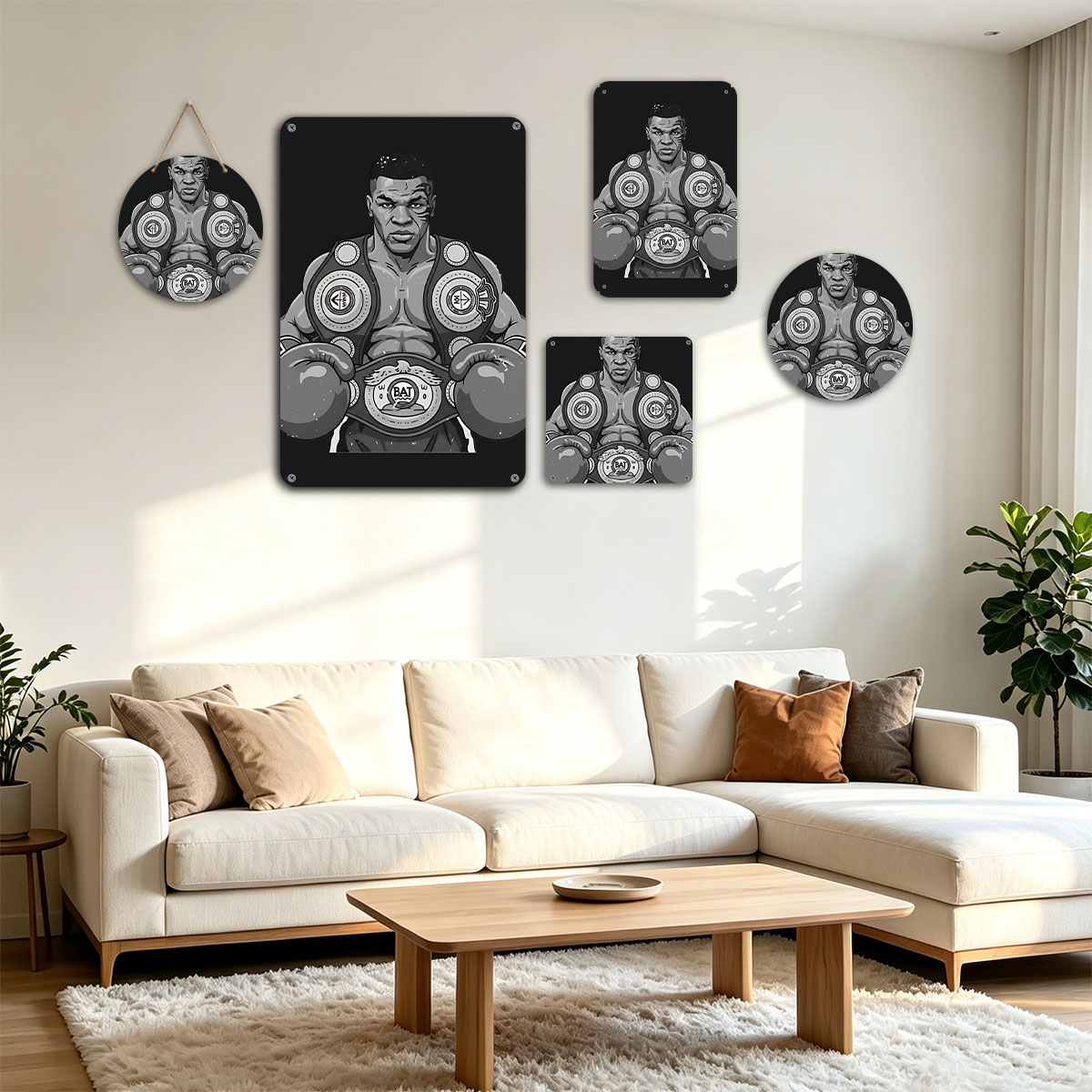 Mike Tyson in Boxing Gear with Championship Belt - painting