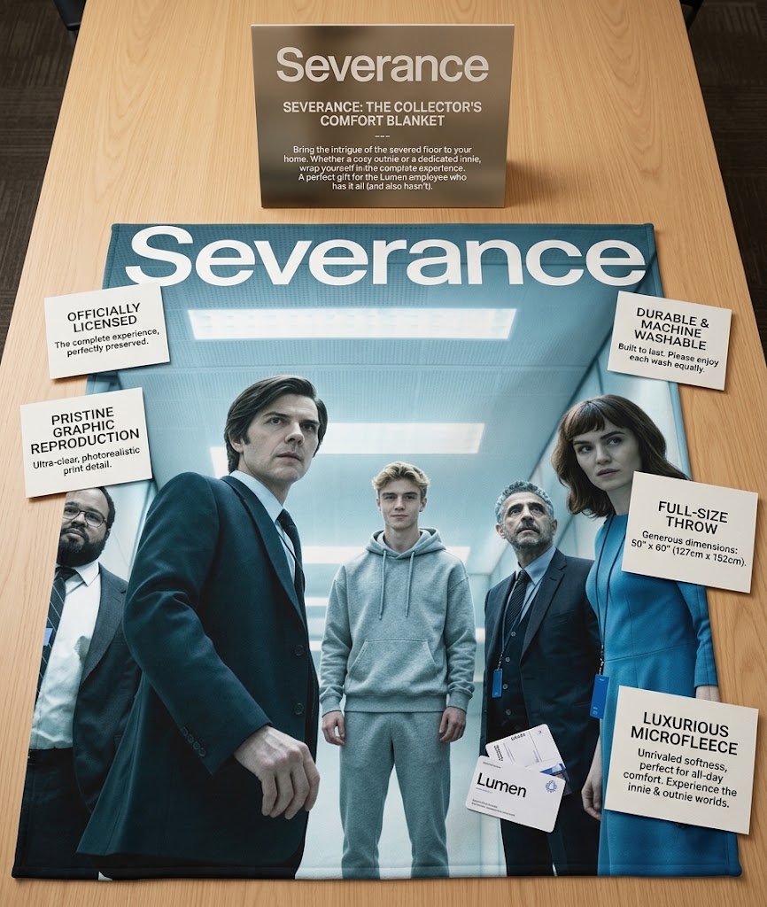 Custom Face Blanket Severance TV Show Flannel Blanket Office-Themed Cozy Throw Gift for Fans and Collectors