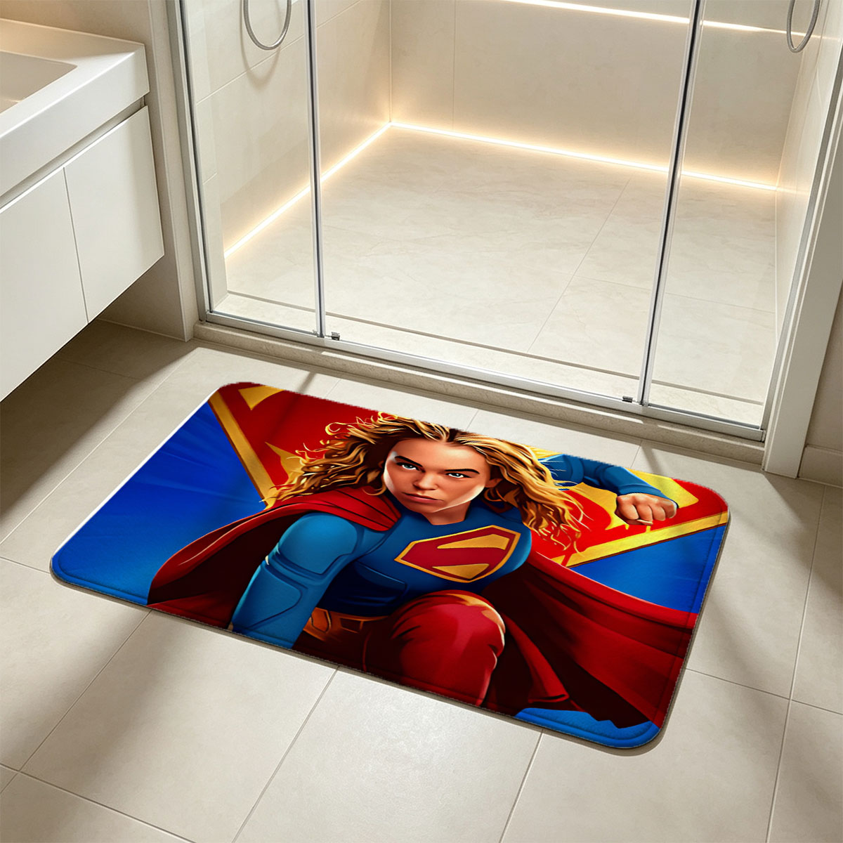 Supergirl Movie Poster - DC Studios, Starring Supergirl, Now Showing at Cine 6, Release Date: 26 June - Flannel floor mat